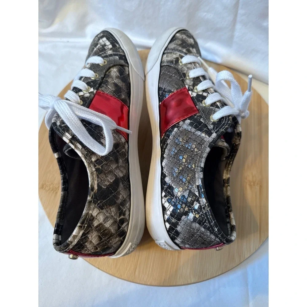 G by Guess Women's Snake Print Low Top Sneakers White Laces Red Accent Sz 8M - Picture 5 of 8